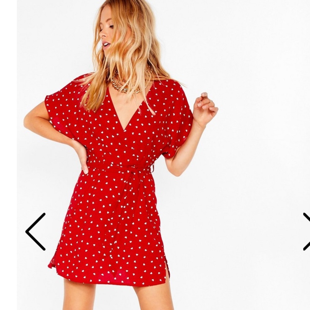 Nasty gal heart v neck wrap mini dress